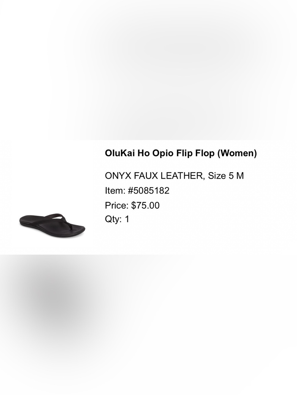 OluKai Ho Opio Flip Flop (Women)
ONYX FAUX LEATHER, Size 5 M
